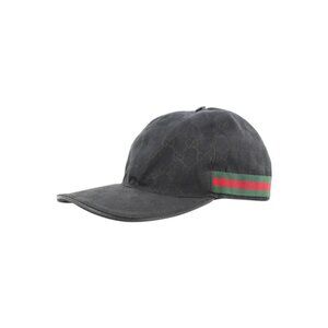 Gucci Size L Black Monogram GG Sherry Web Baseball